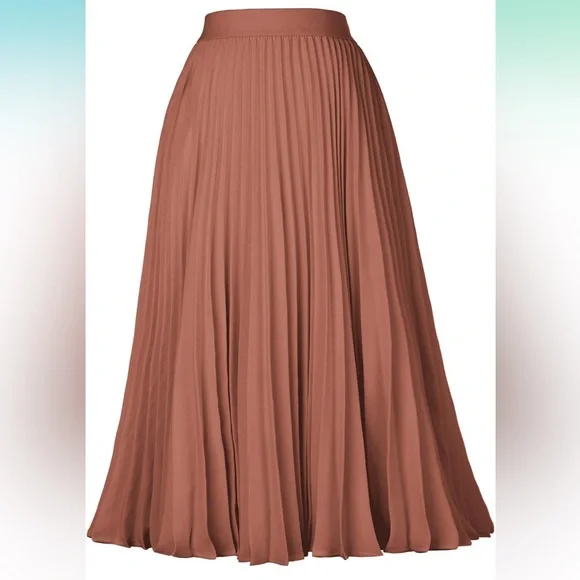 Kate Kasin Women's High Waist Pleated A-Line Swing Skirt XL Rose - Picture 5 of 7